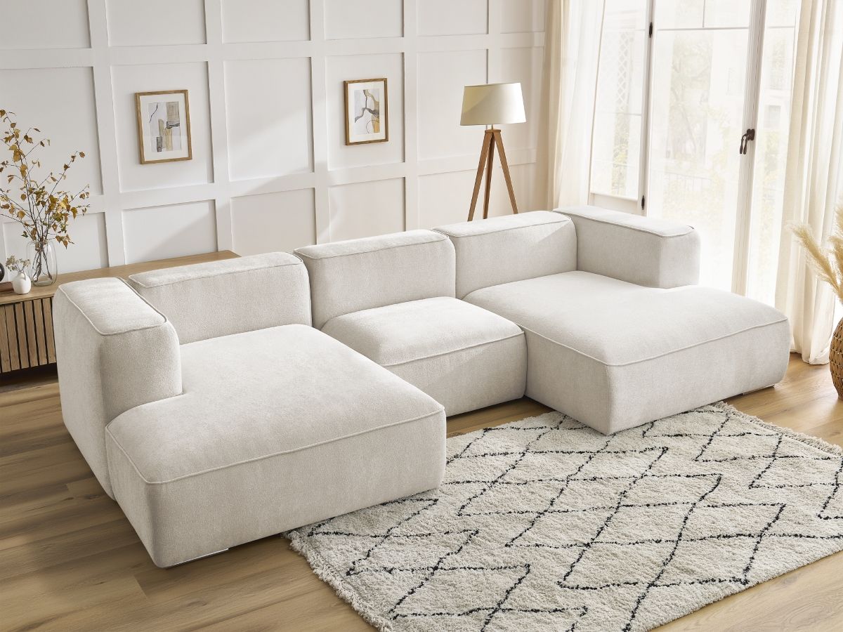 Bobochic Zephyr Wohnlandschaft Strukturstoff Weiß