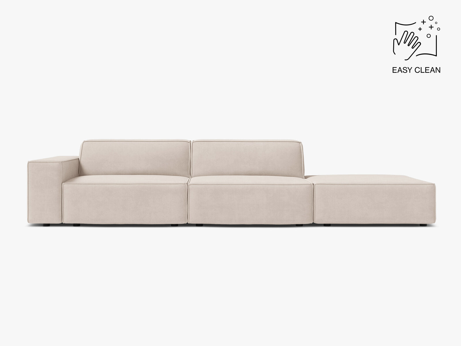 Micadoni Sofa Jodie 3-Sitzer Rechts Samt Venus Helles Beige