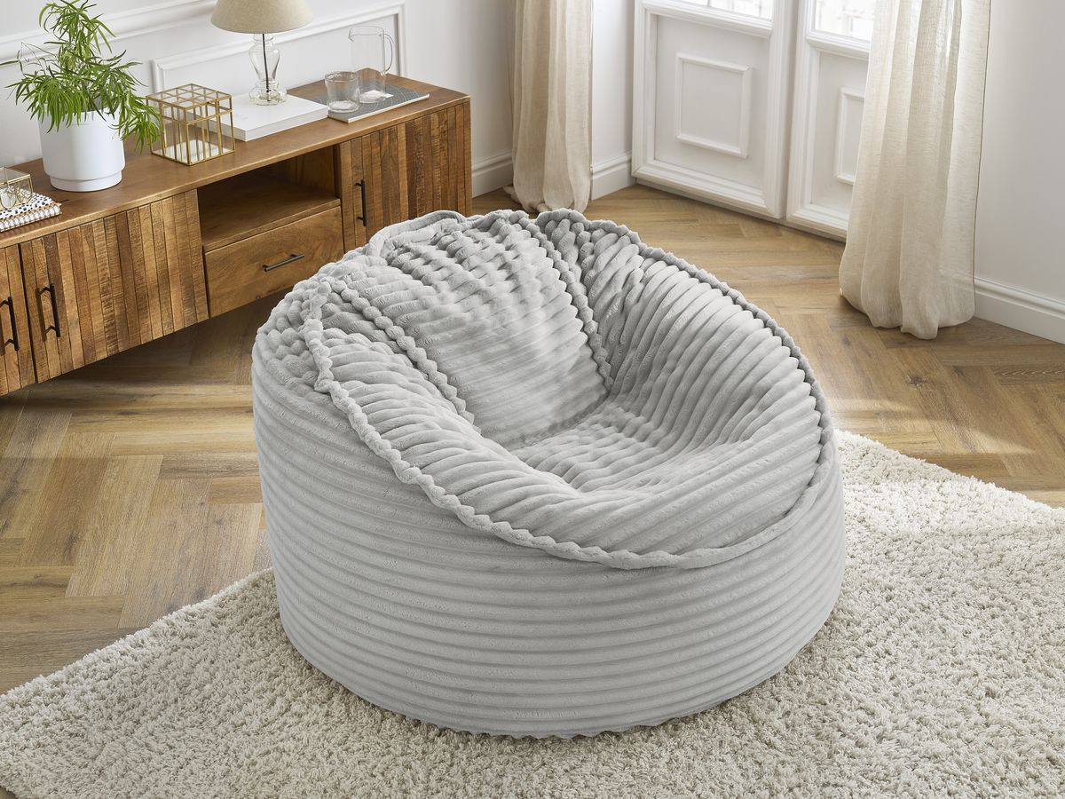 Bobochic Socrate Pouf Breitcord weich Hellgrau