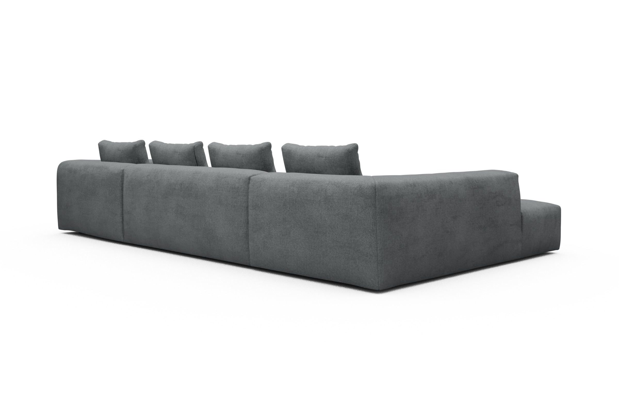 Wohnlandschaft Fred Relax-Ecke links mit 2-Sitzer und Chaiselongue rechts Strukturierter Stoff Casone 495-Gravel-Grey