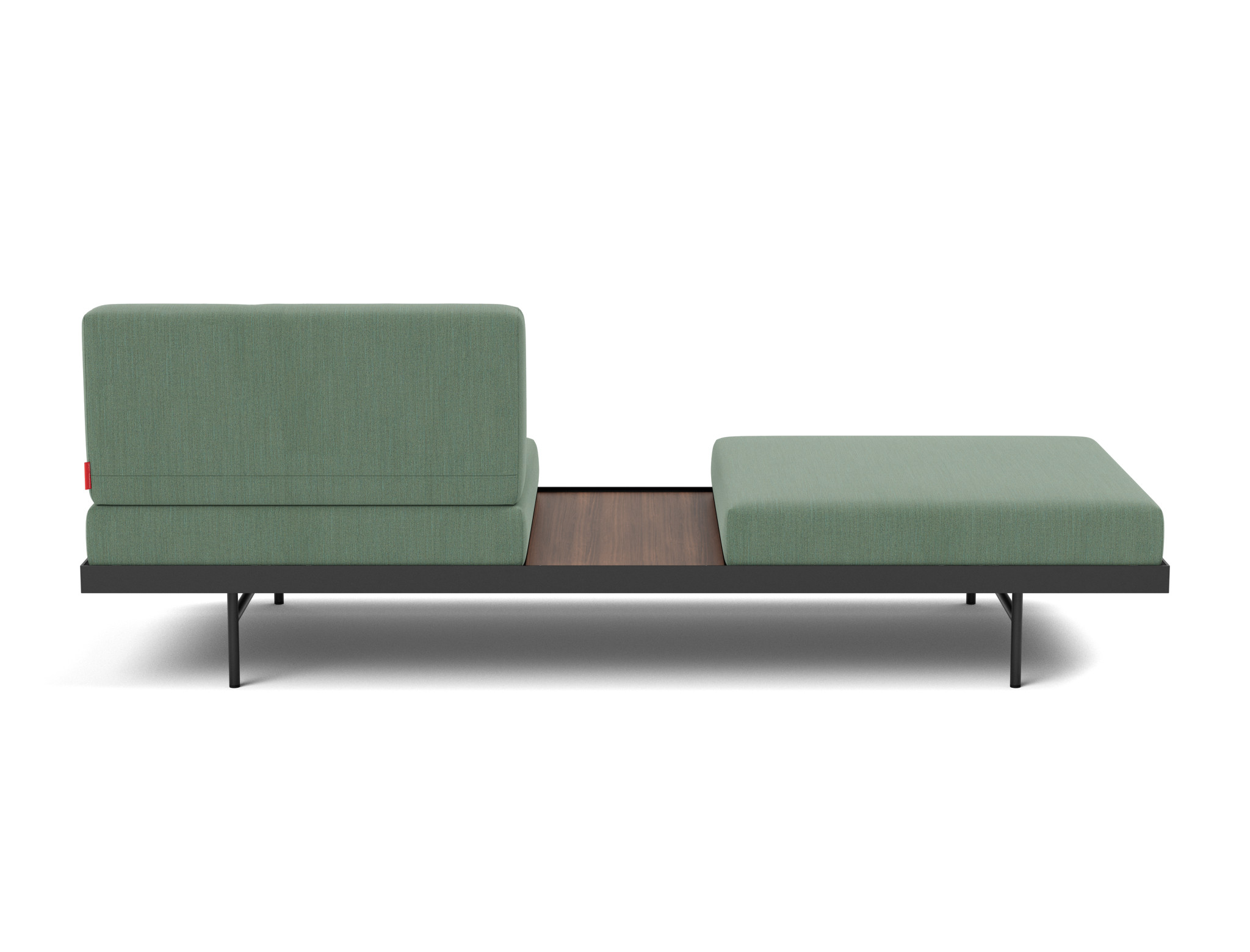 Tagesbett Puri Flachgewebe Elegance 518-Green Beine mit Nussbaumtisch