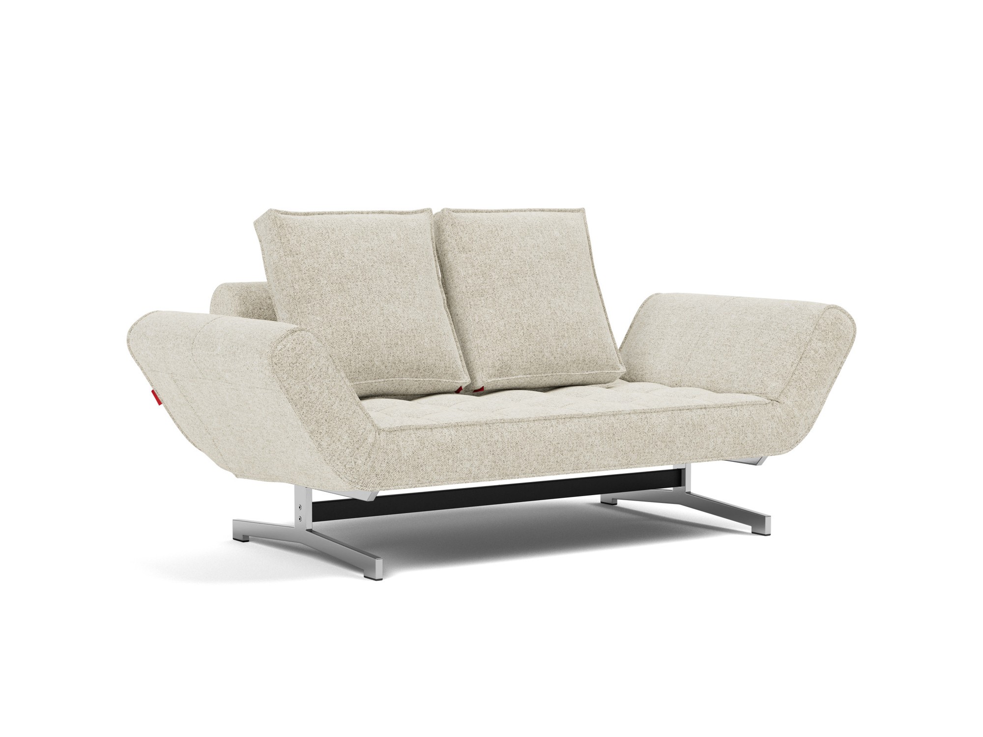 Tagesbett Ghia Strukturierter Stoff Taura 357-Off-White Beine Chrom