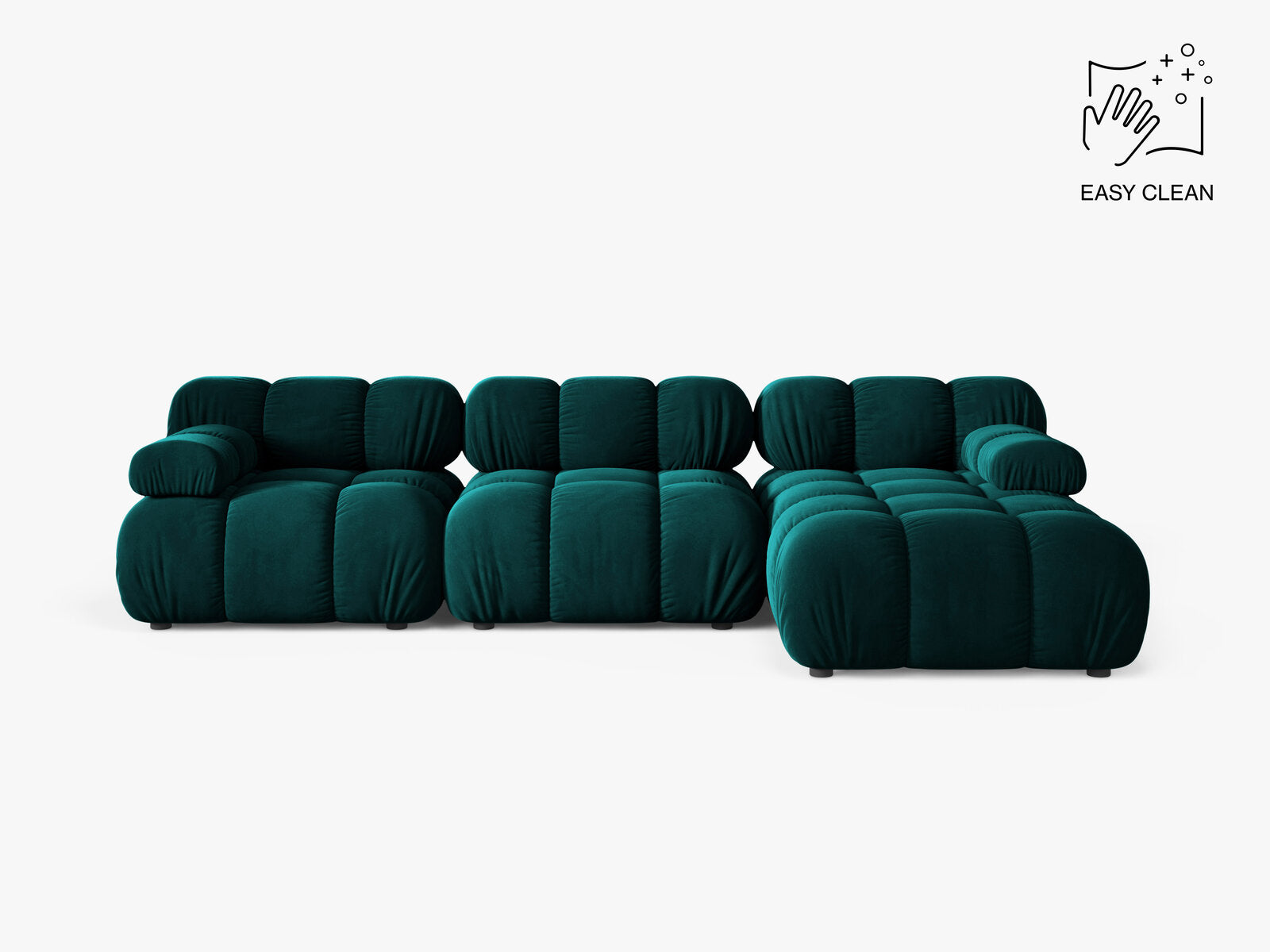 Micadoni Modulares Ecksofa Bellis 4-Sitzer Rechts Samt Venus Dunkel Petrol