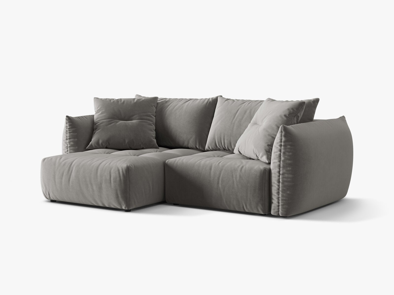Micadoni Bloom Ecksofa 3-Sitzer mit Schlaffunktion Links Samt Casino Grau