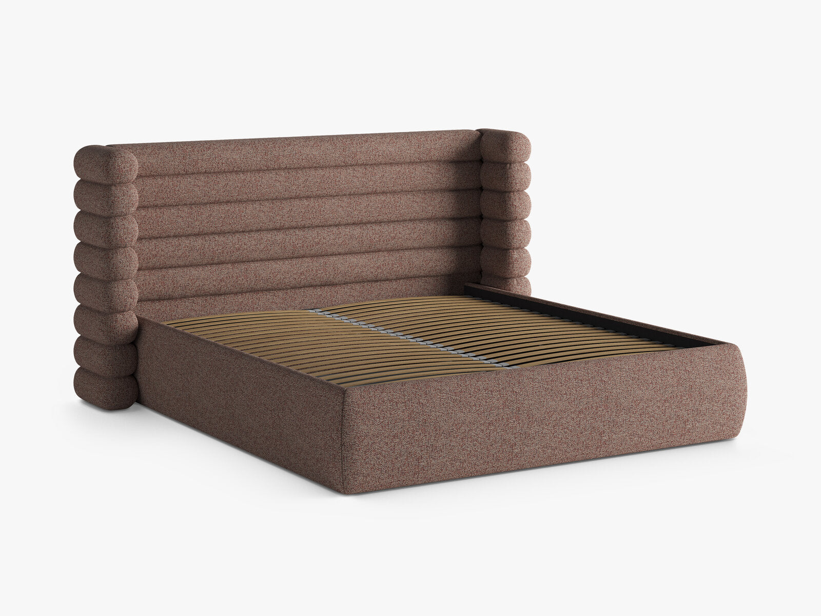 Micadoni Stauraumbett mit Kopfteil Mount Strukturierter Stoff Puente Rosa Melange 140x200