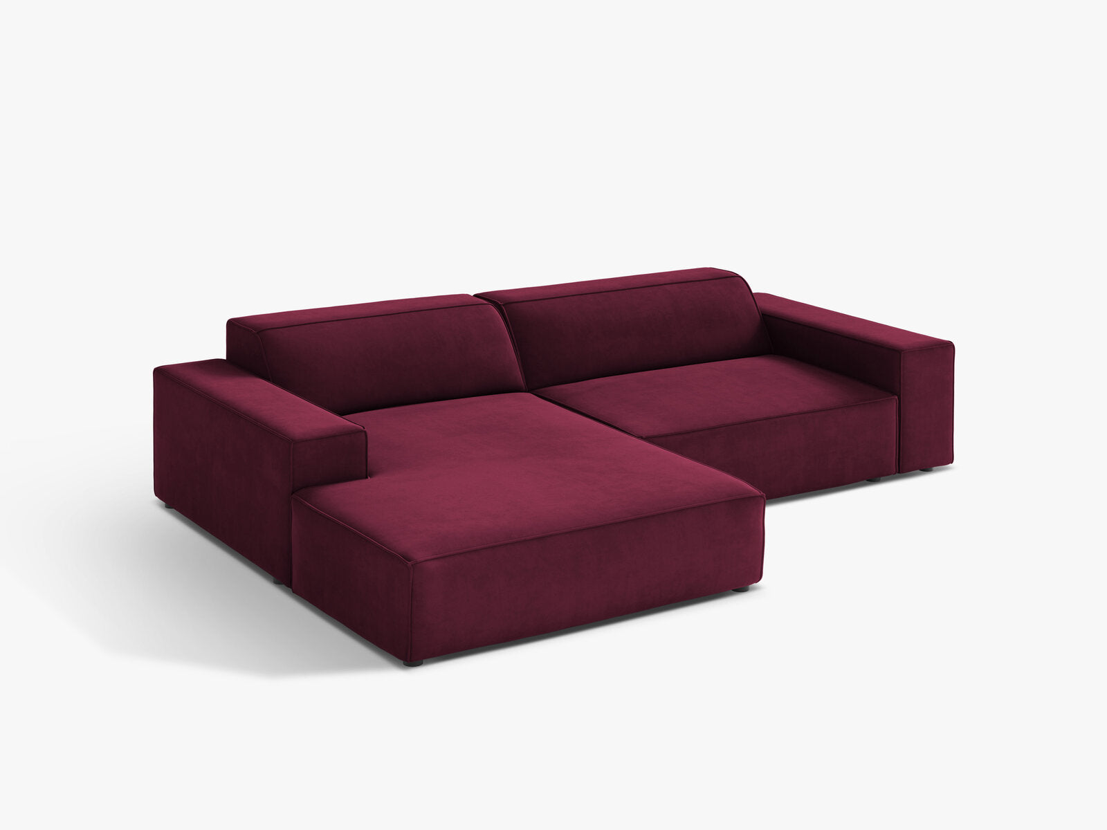 Micadoni Ecksofa Jodie 3-Sitzer Links Samt Venus Burgunder