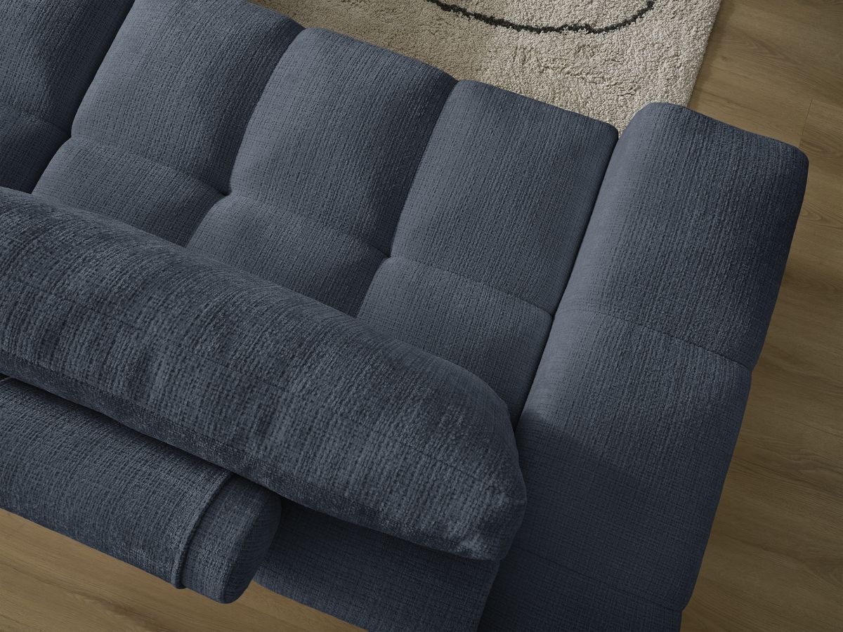 Bobochic Anakin Schlafsofa 3-Sitzer mit Bettkasten, 2 Kissen Strukturstoff Dunkelblau