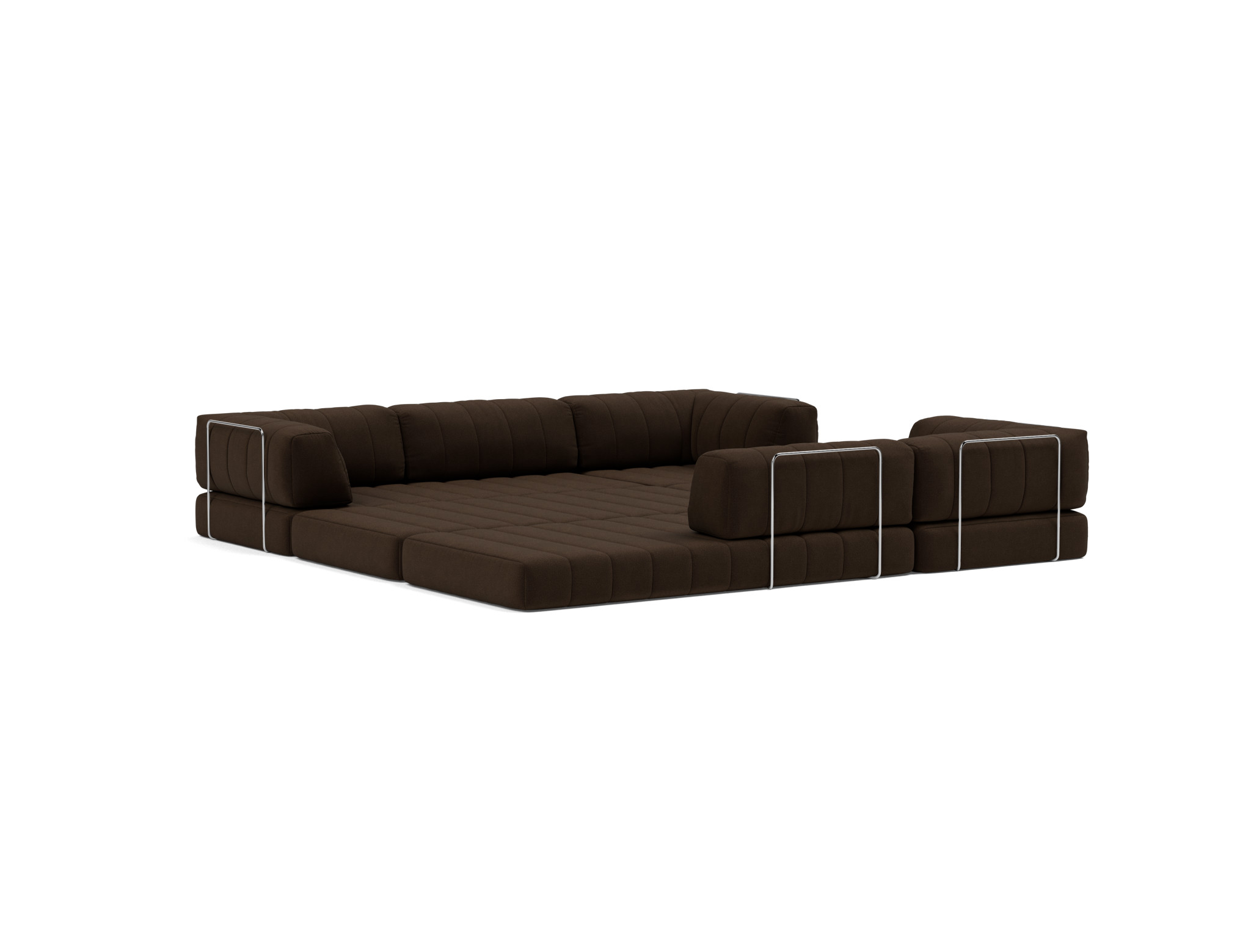 Eck-Schlafsofa CozyPad mit Armlehnen Strukturierter Stoff Taura 358-Chocco