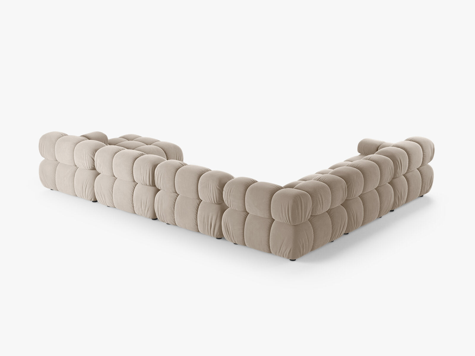 Micadoni Modulares Panorama Ecksofa Bellis 8-Sitzer Links Samt Bluvel Dunkelbeige