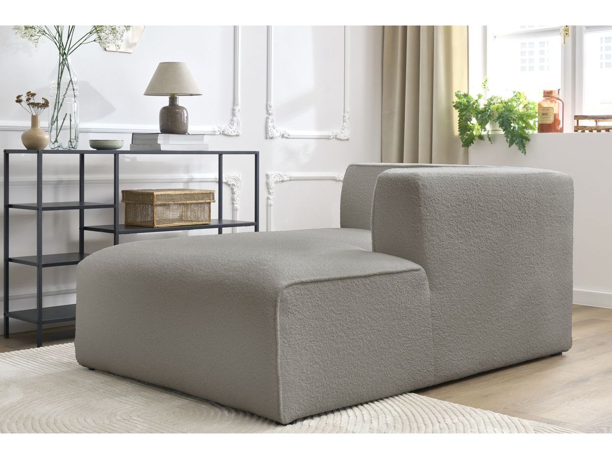 Bobochic Megeve Méridienne-Modul Bouclé-Stoff Hellgrau Ecke rechts
