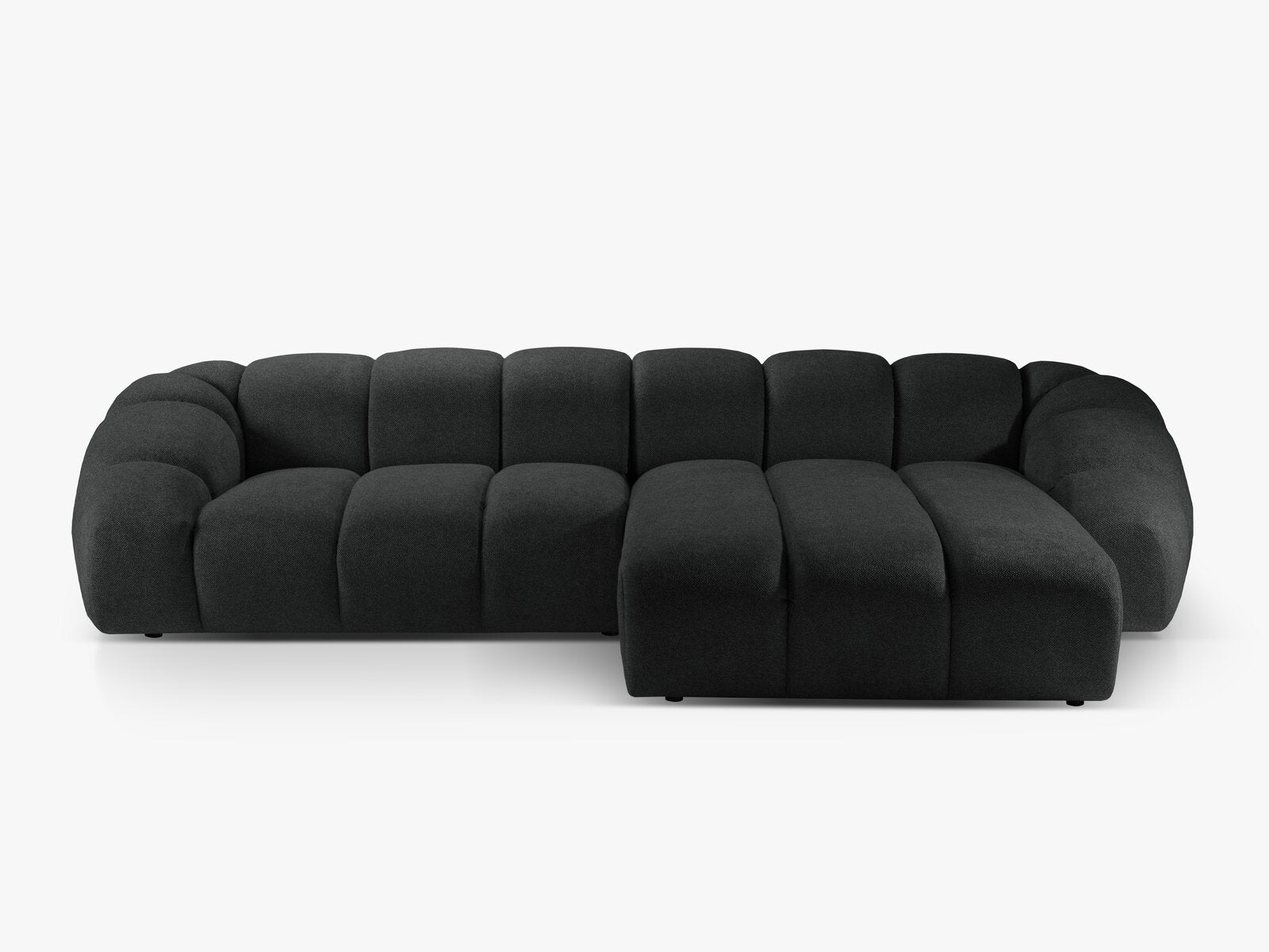 Micadoni Ecksofa Diana 4-Sitzer Rechts Strukturierter Samtstoff Anthrazit
