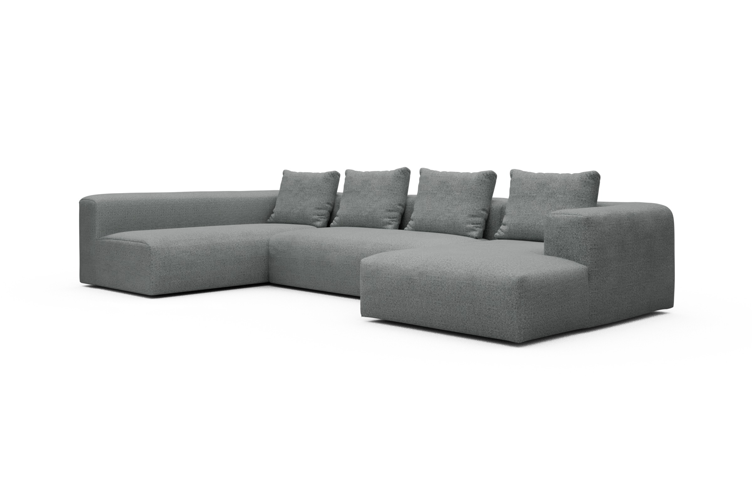 Wohnlandschaft Fred Chaiselongue rechts mit 2-Sitzer und lange Armlehne links Aivi-Gravet-Grey