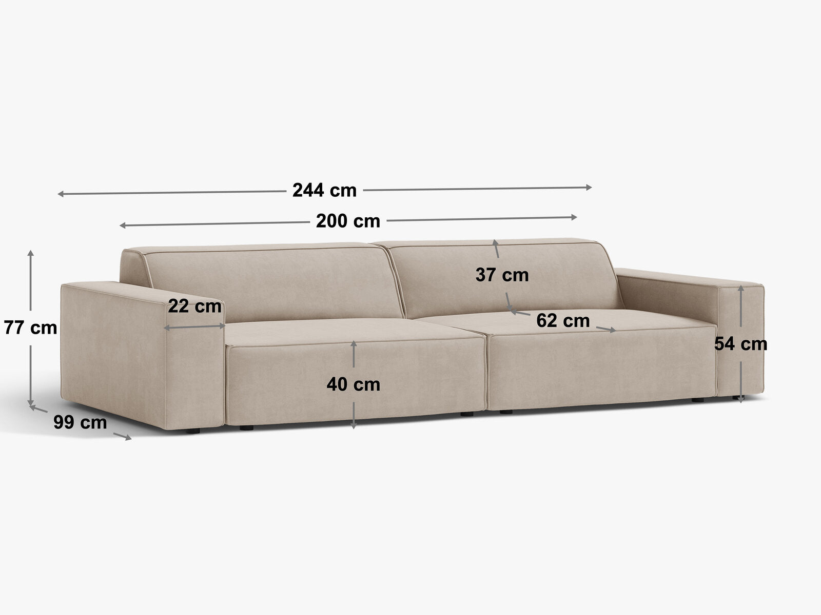 Micadoni Sofa Jodie 4-Sitzer Samt Bluvel Königsblau