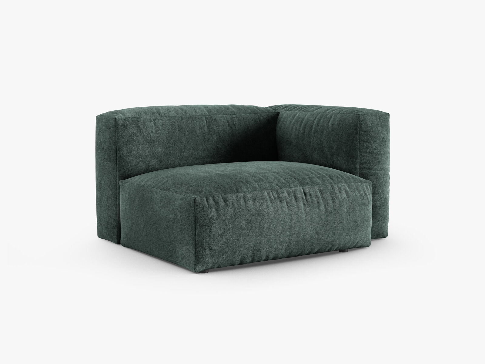 Micadoni Eckmodul mit Armlehne Martina 1-Sitzer 90cm Sitztiefe Rechts Samt Vogue Petrol