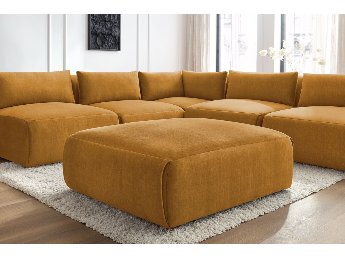 Bobochic Jeanne Ecksofa mit Pouf Samt Gelb