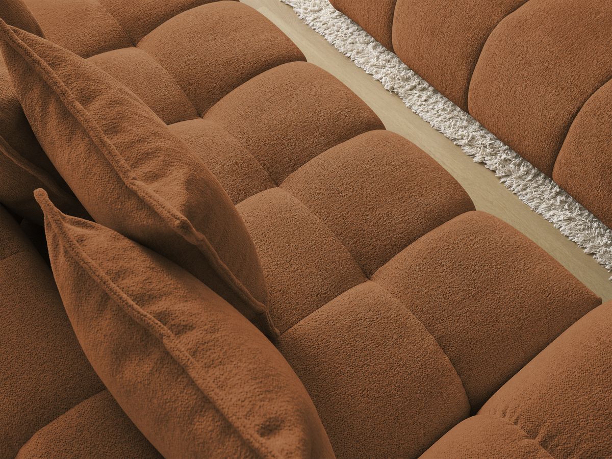 Bobochic Everest Schlafsofa 3-Sitzer mit Bettkasten und Pouf, 5 Kissen Melange-Stoff Orange