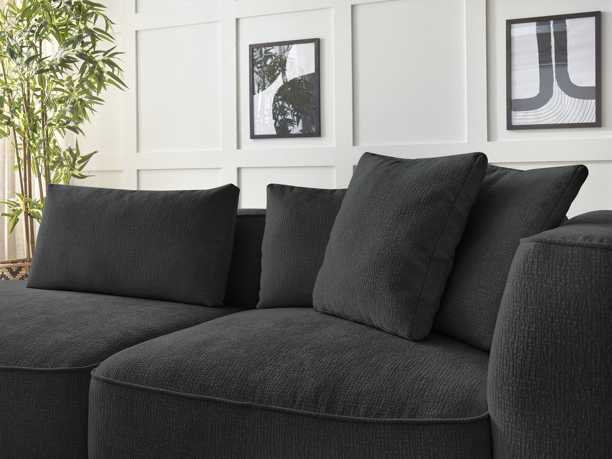 Bobochic Leopold Sofa 3-Sitzer Strukturstoff Schwarz Armlehne rechts