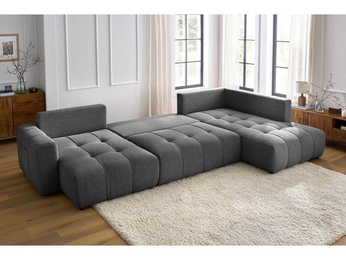Bobochic Arsene Wohnlandschaft Melange-Stoff Dunkelgrau Ecke links