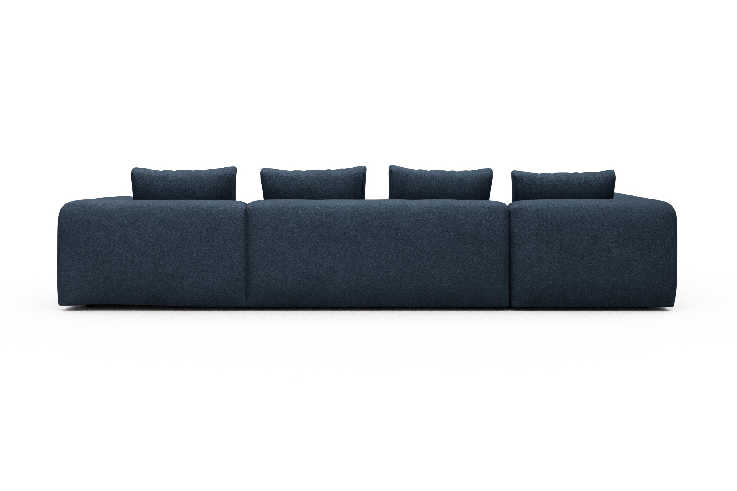Wohnlandschaft Fred Chaiselongue rechts mit 2-Sitzer und lange Armlehne links Boucle-Blue