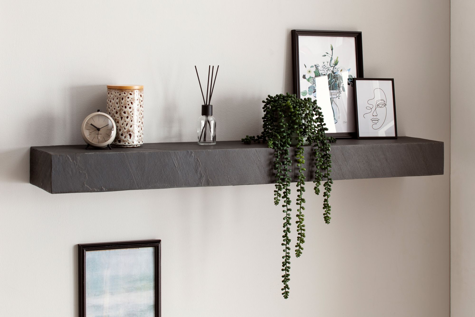 Wandregal Bodo Mango Massivholz Grau Breite 120 cm