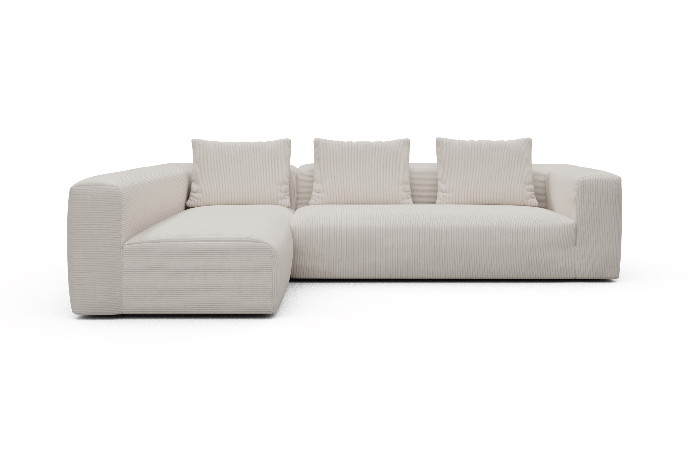 Skandi Home Ecksofa Fred 2x 2,5-Sitzer links offen Corduroy-Ivory moebelfaktor
