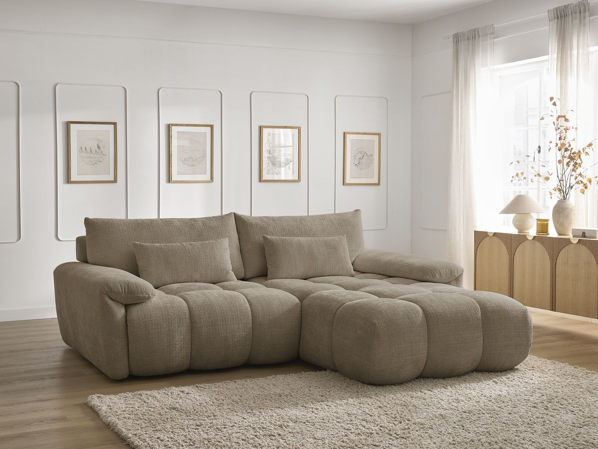 Bobochic Ivane Ecksofa Strukturstoff Taupe Ecke rechts