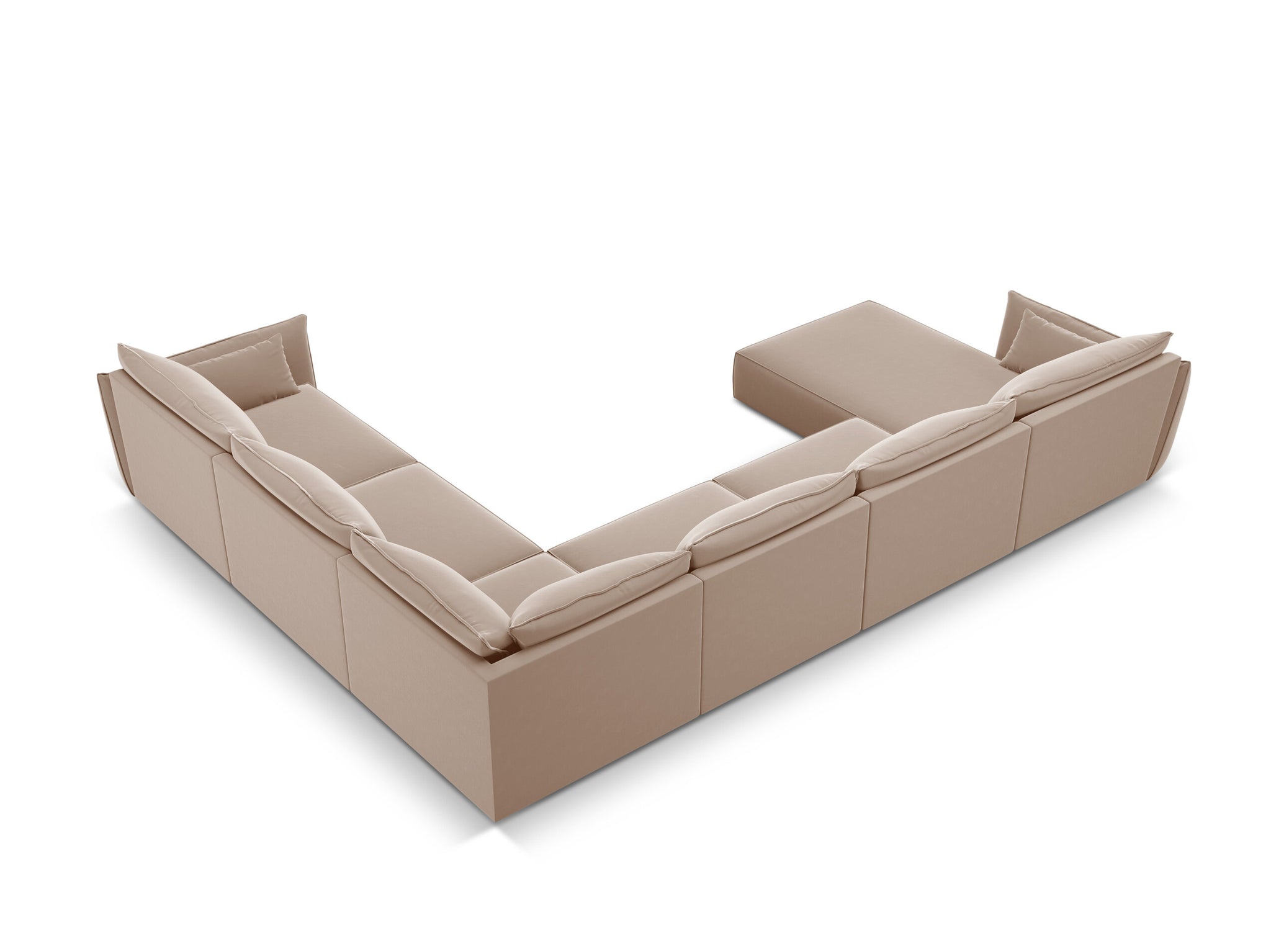 Micadoni Panorama-Ecksofa Kaelle 8-Sitzer Rechts Samt Beige
