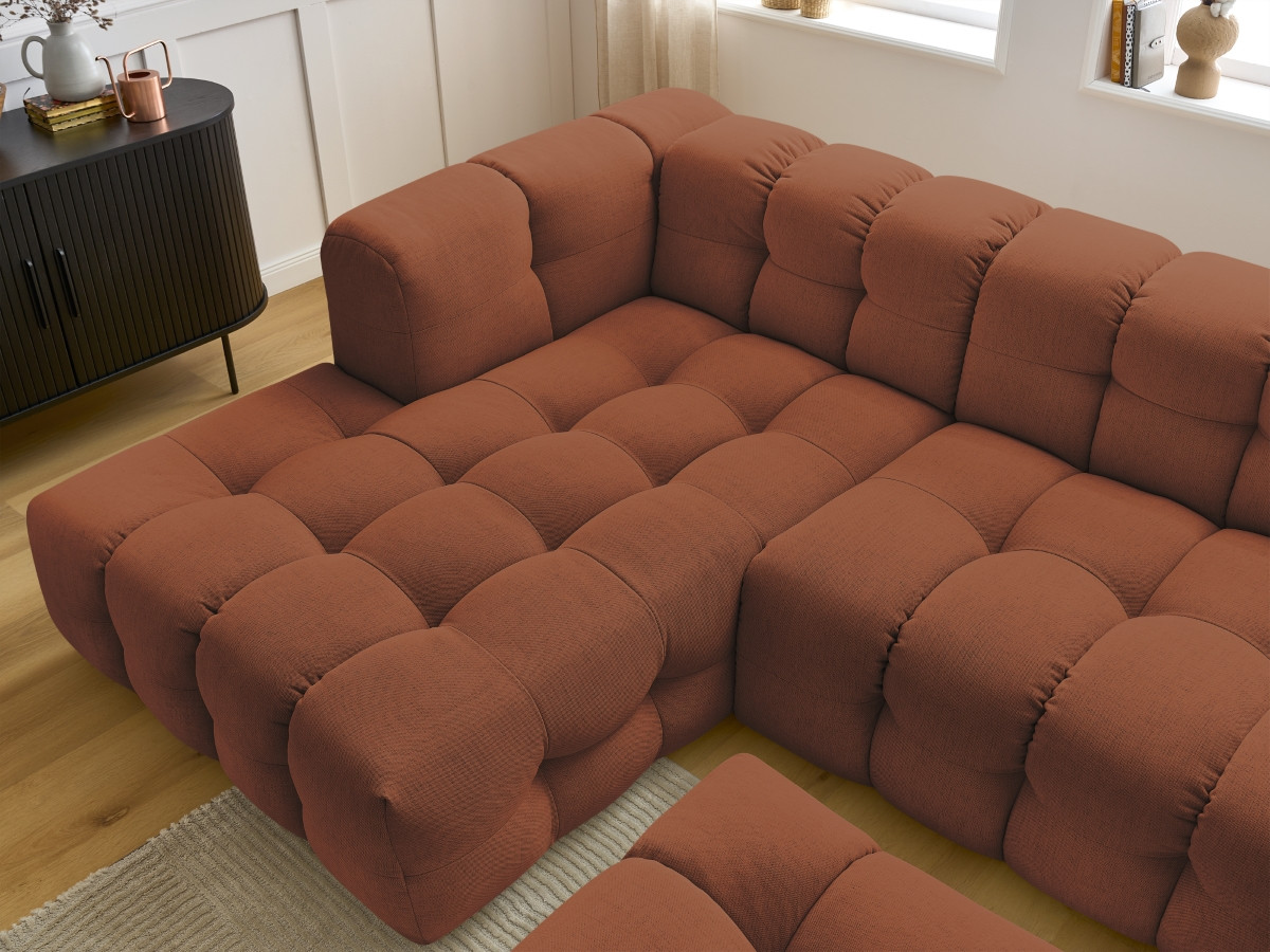 Bobochic Cloud Ecksofa mit Pouf 288 × 184 cm Stoff Orange Ecke links