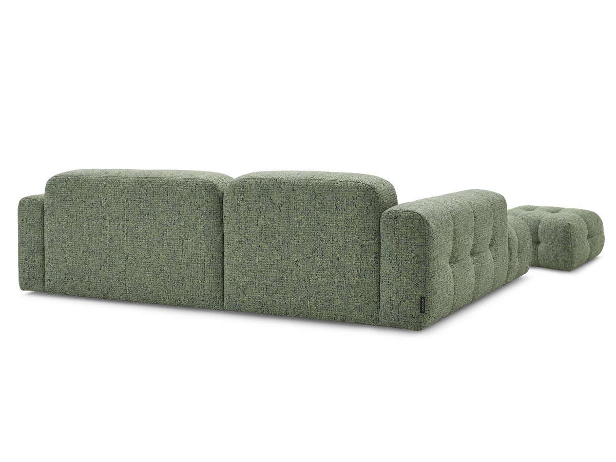 Bobochic Laura Ecksofa mit kleinem Pouf Melange-Stoff Hellgrün Ecke rechts