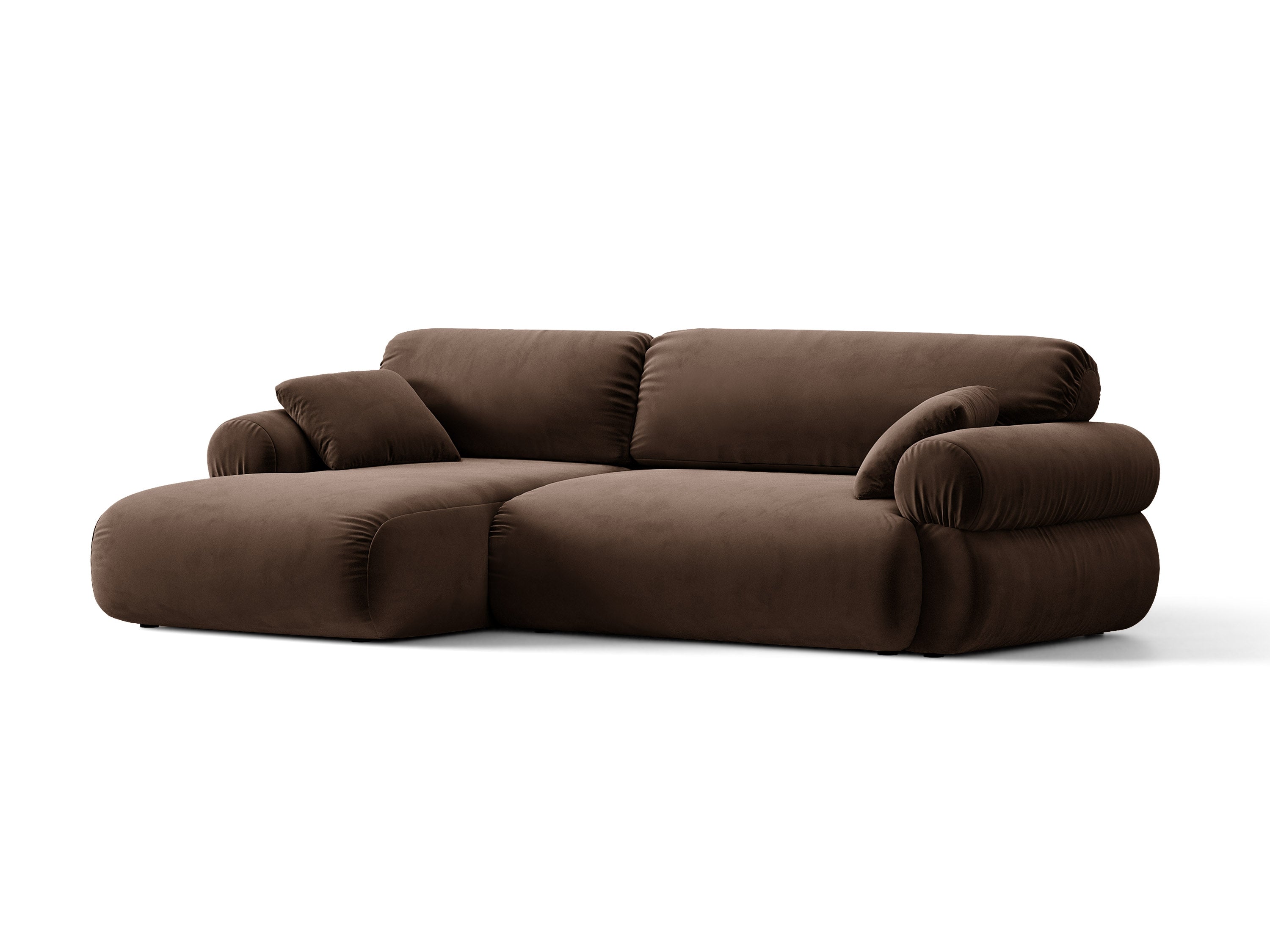 Micadoni Ophelia Ecksofa Links Samt Salvador Schokolade