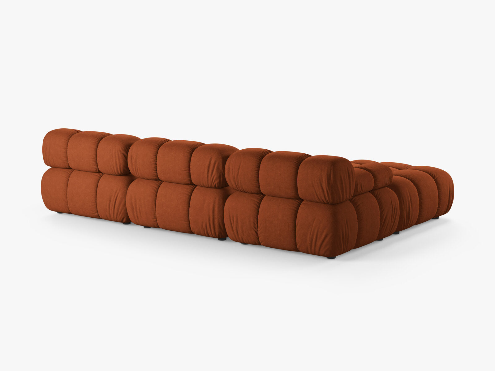 Micadoni Modulares Sofa Bellis 4-Sitzer mit flachem Modul Strukturierter Stoff Liberty Ziegel
