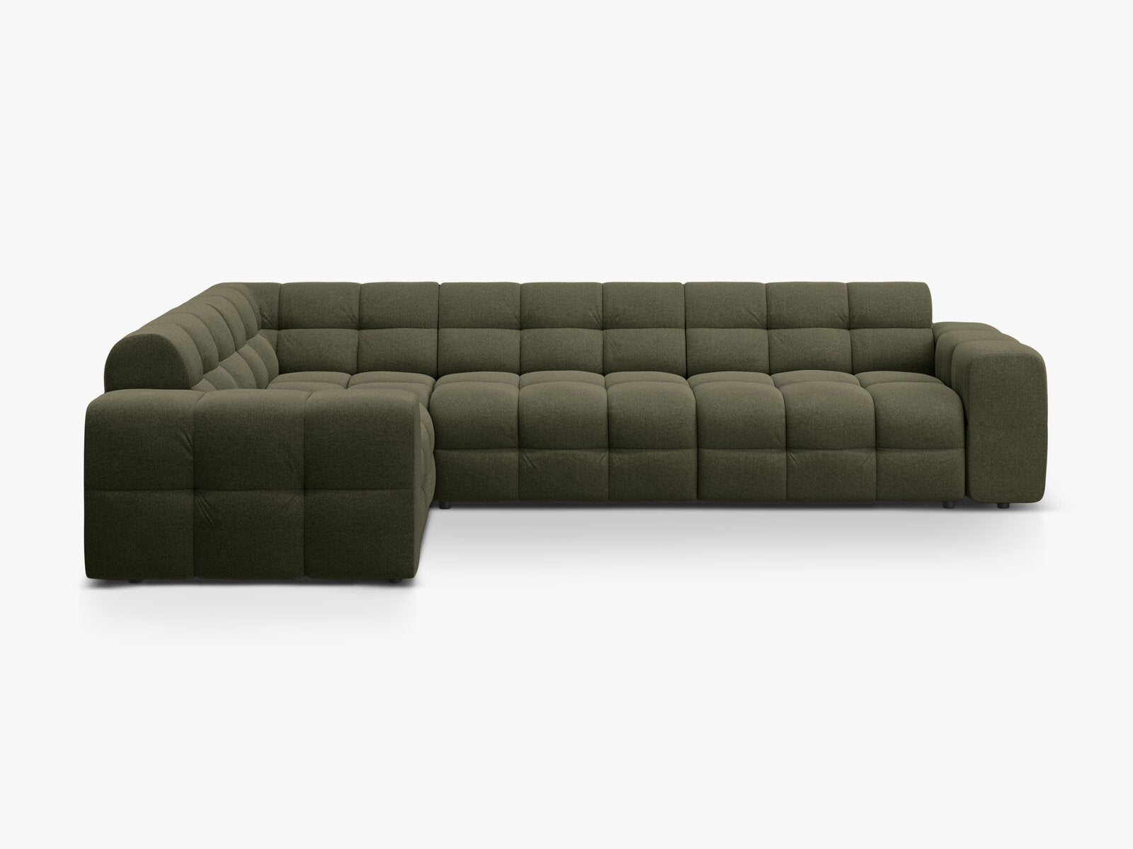 Micadoni Ecksofa Kendal 6-Sitzer Links Strukturierter Stoff Amazonas Grün