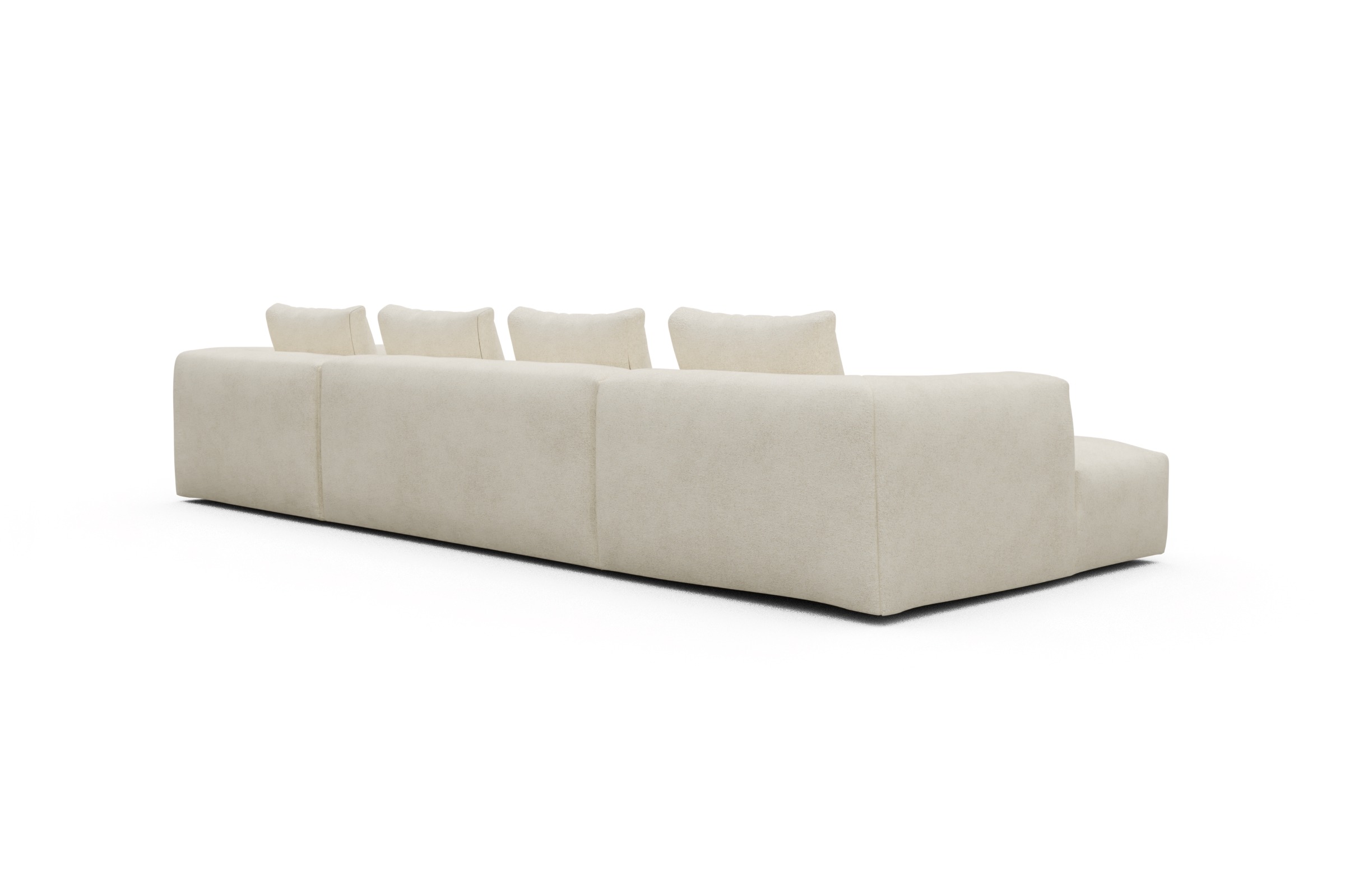 Wohnlandschaft Fred Relax-Ecke rechts mit 2-Sitzer und Chaiselongue links Boucle-Off-White