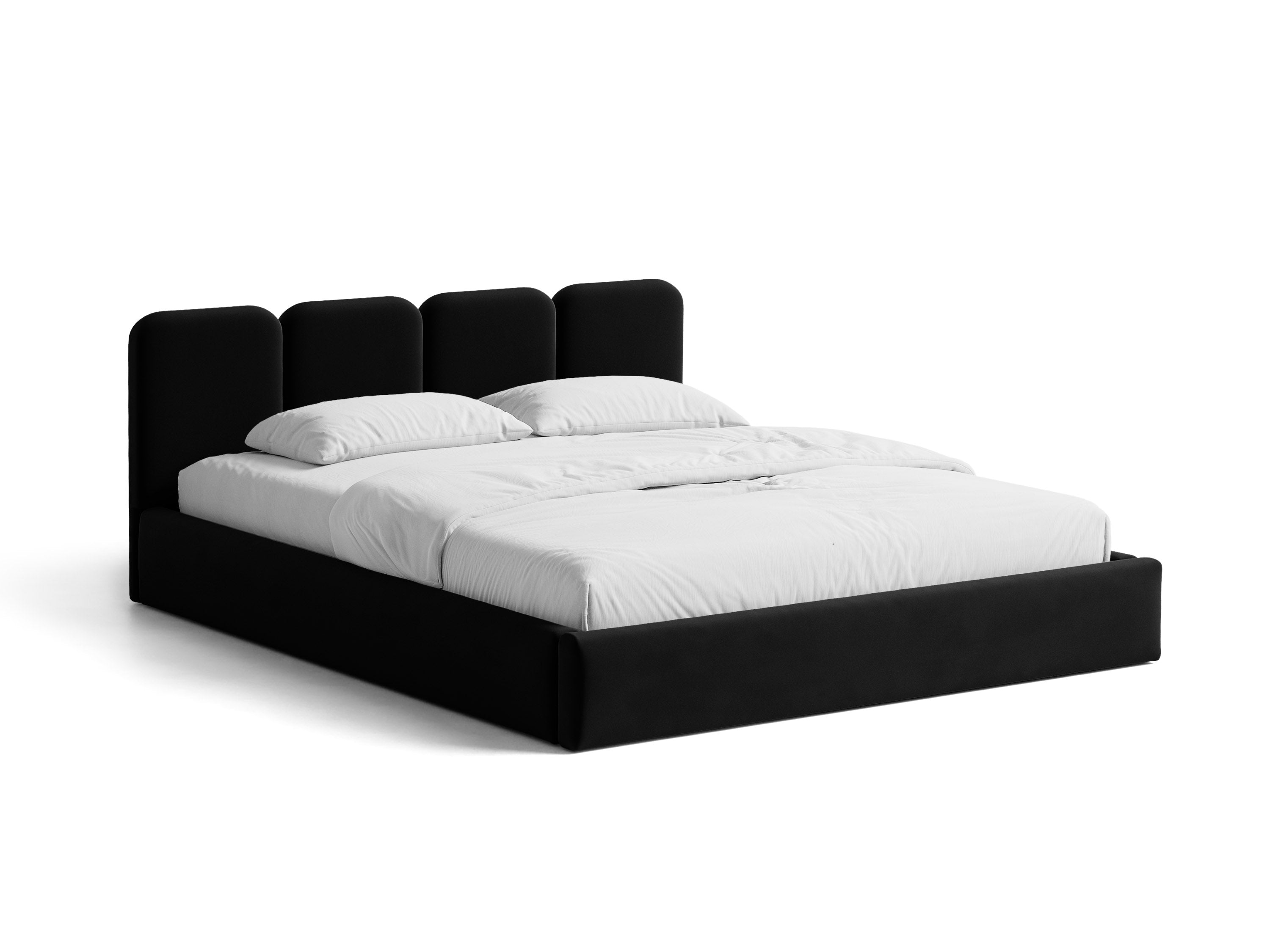 Micadoni Stauraumbett mit Kopfteil Saga Samt Magic Velvet Schwarz 160x200