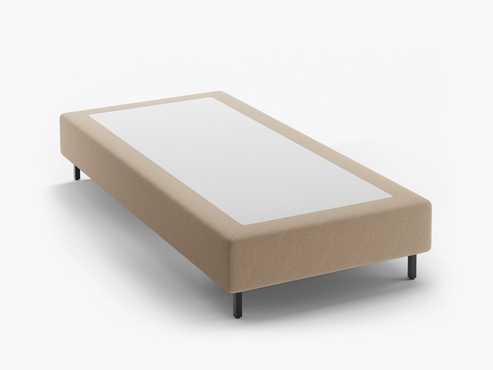 Micadoni Whale Polster-Bettgestell Strukturierter Stoff Babel Beige Schwarzes Metall 80x200