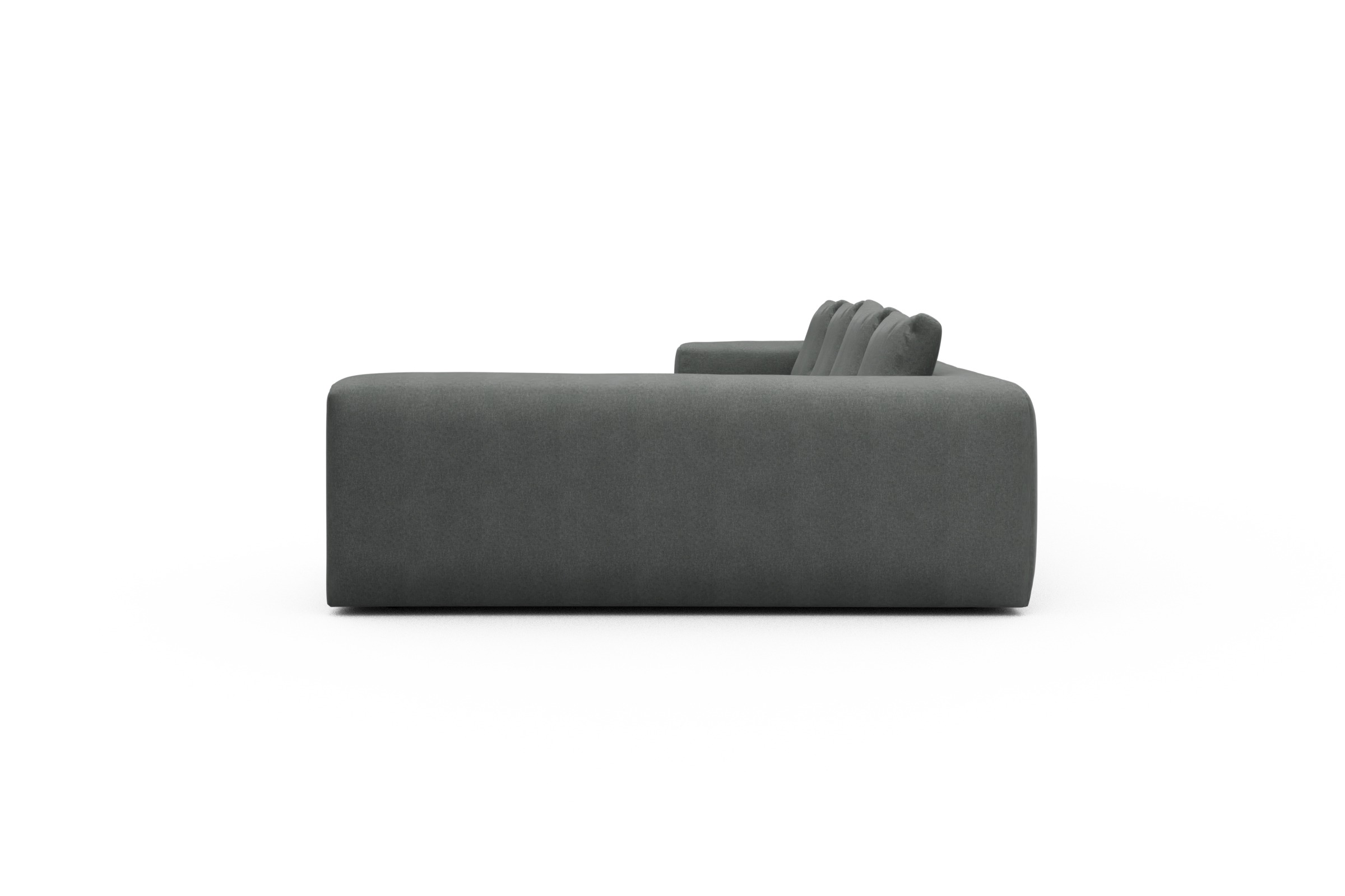 Wohnlandschaft Fred Chaiselongue links mit 2-Sitzer und lange Armlehne rechts Satya-Steel