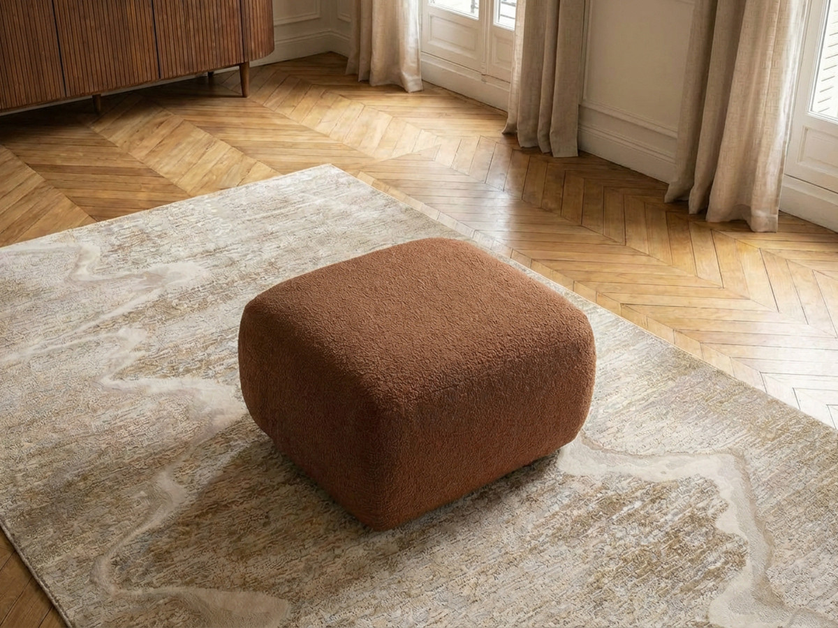 Bobochic Montaigne Pouf Bouclé-Stoff Orange