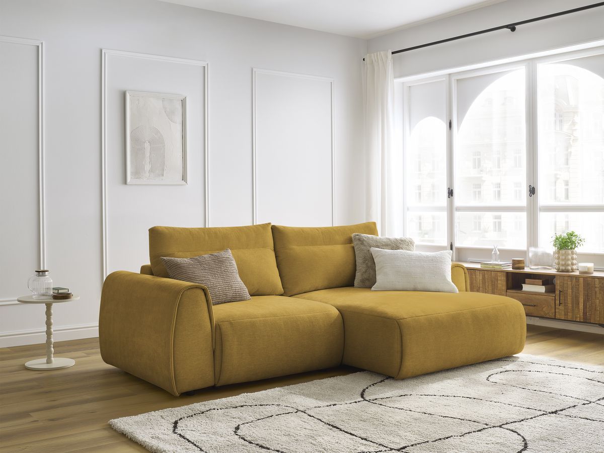 Bobochic Aden Ecksofa 246 × 152 cm Stoff Gelb Ecke rechts