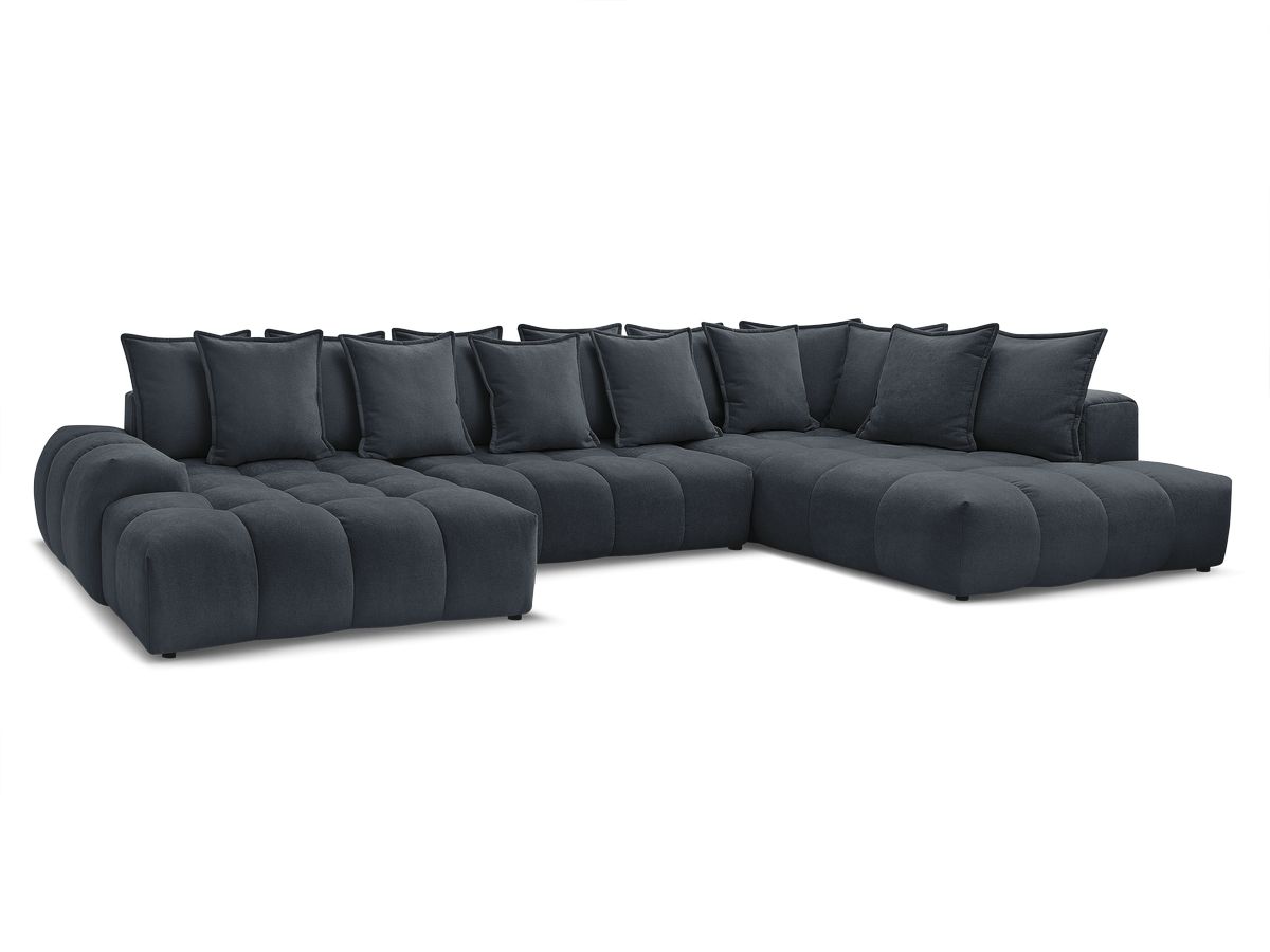 Bobochic Everest Wohnlandschaft, 14 Kissen Strukturstoff Dunkelblau Ecke links