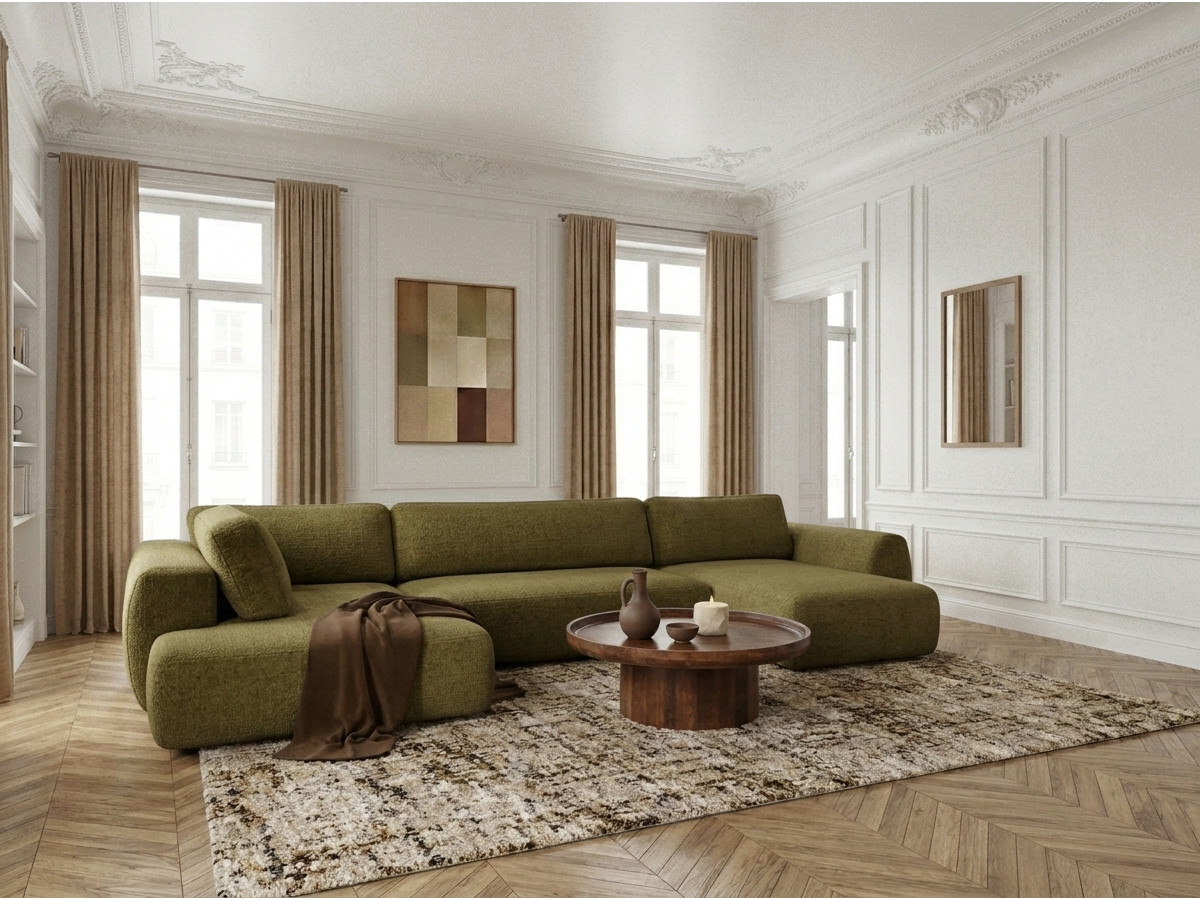 Bobochic Denise Wohnlandschaft Strukturstoff Grün Ecke rechts