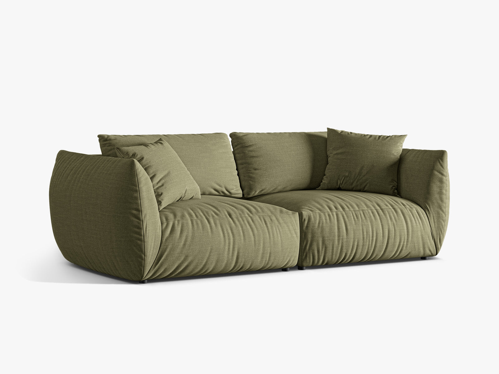 Micadoni Sofa Chris 4-Sitzer Strukturierter Stoff Hellgrün