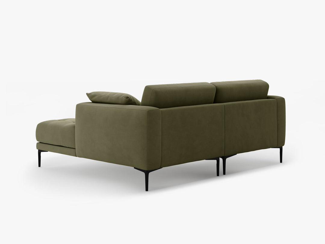 Micadoni Ecksofa Bemy 2-Sitzer Rechts Samt Grün