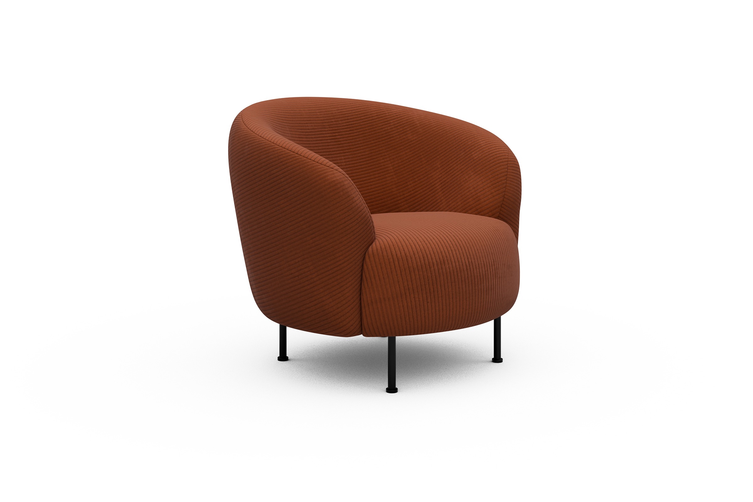 Sessel Ronda Metallbeine Schwarz Corduroy-Burnt-Orange