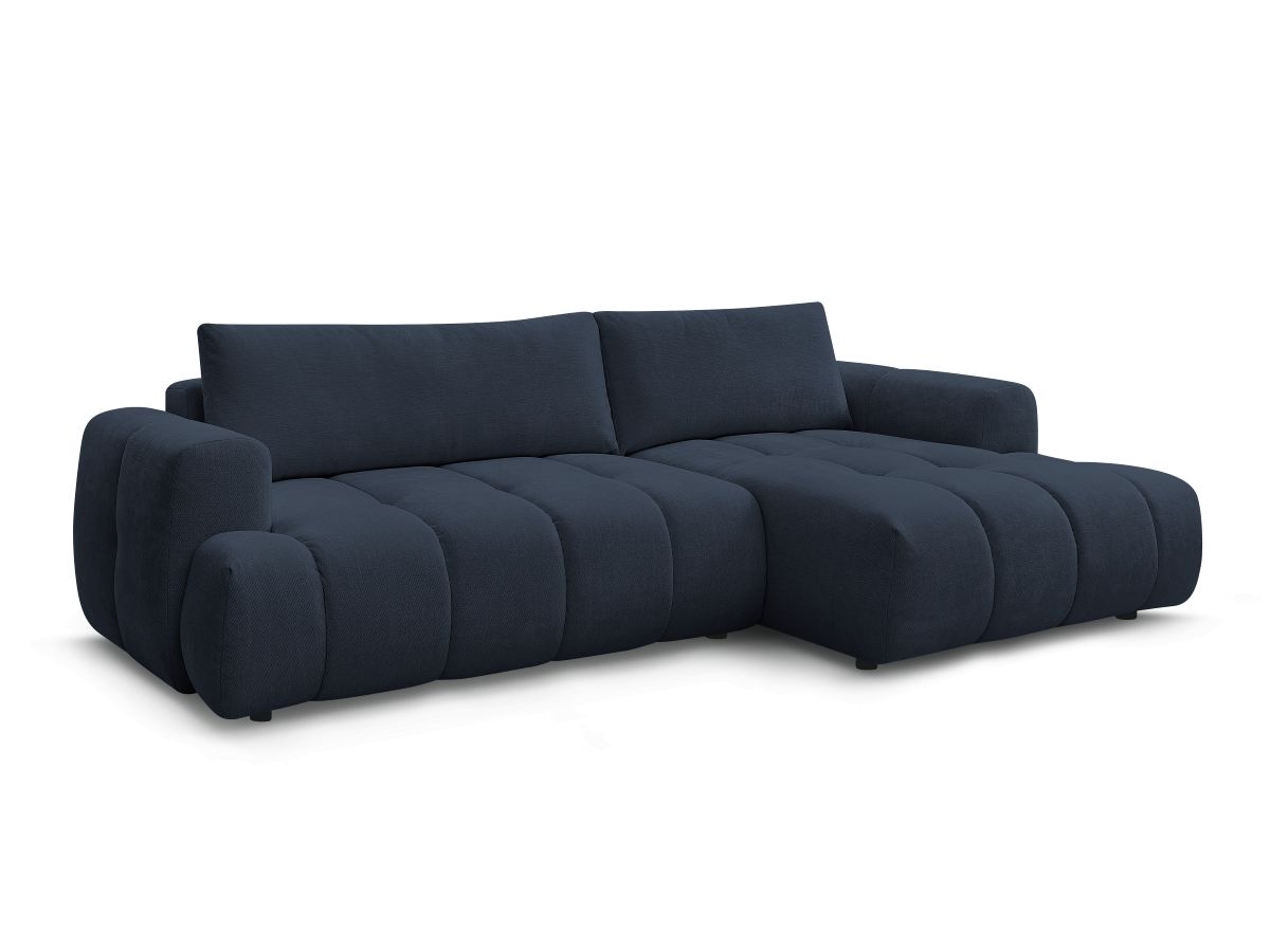 Bobochic Fuji Ecksofa mit Schlaffunktion und Bettkasten 292 × 160 cm Stoff Dunkelblau Ecke rechts