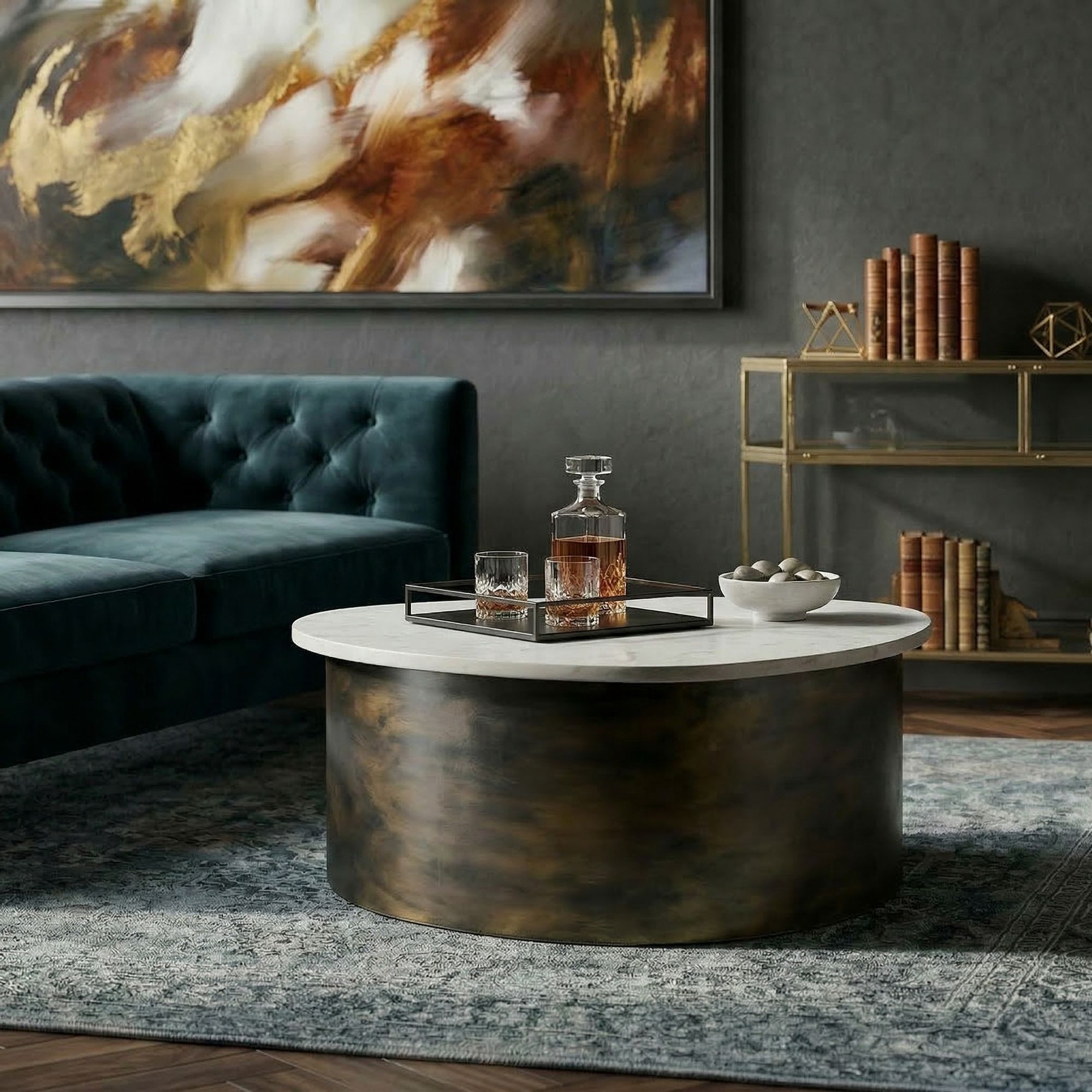Couchtisch Kjollefjord Marmor Gold 63 × 63 × 30 cm