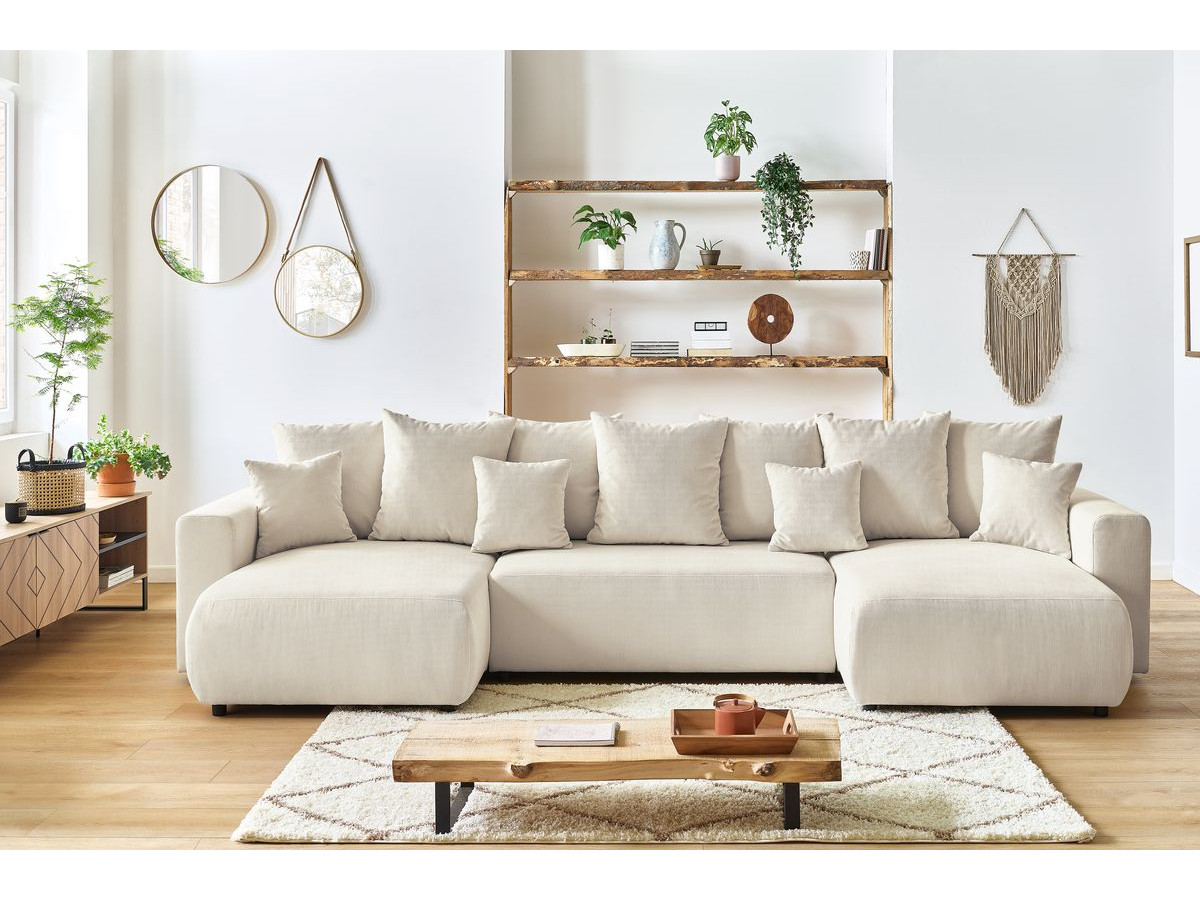 Bobochic Envy Wohnlandschaft mit Pouf Cordsamt Beige
