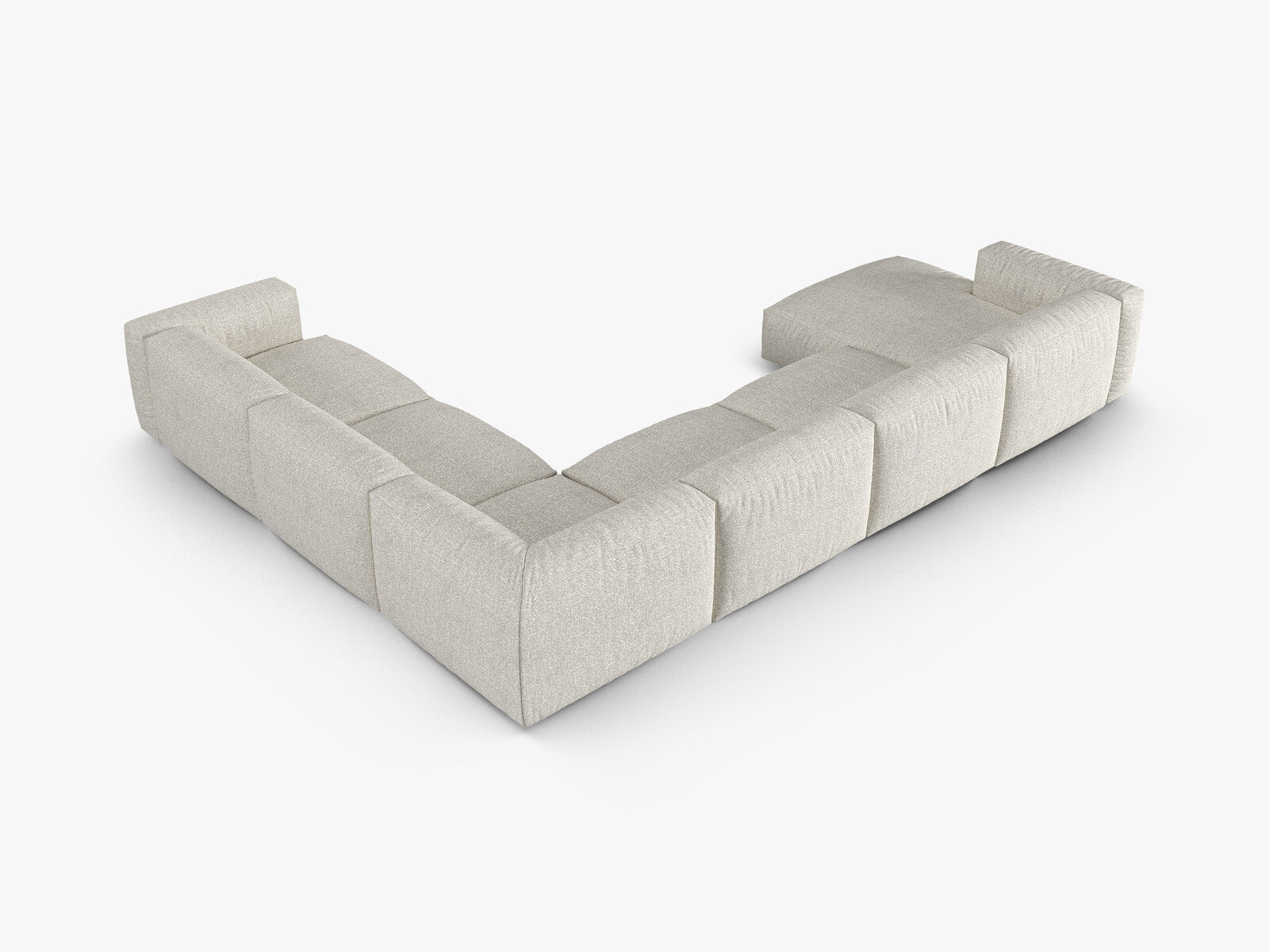 Micadoni modulares Ecksofa XL Martina 6-Sitzer 90cm Sitztiefe Rechts Boucle Monet Grau Beige Melange