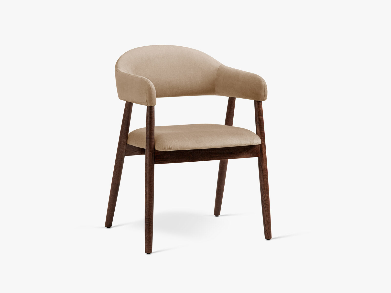 Micadoni Stuhl Adra Samt Magic Velvet Mandelbeige Nussbaum