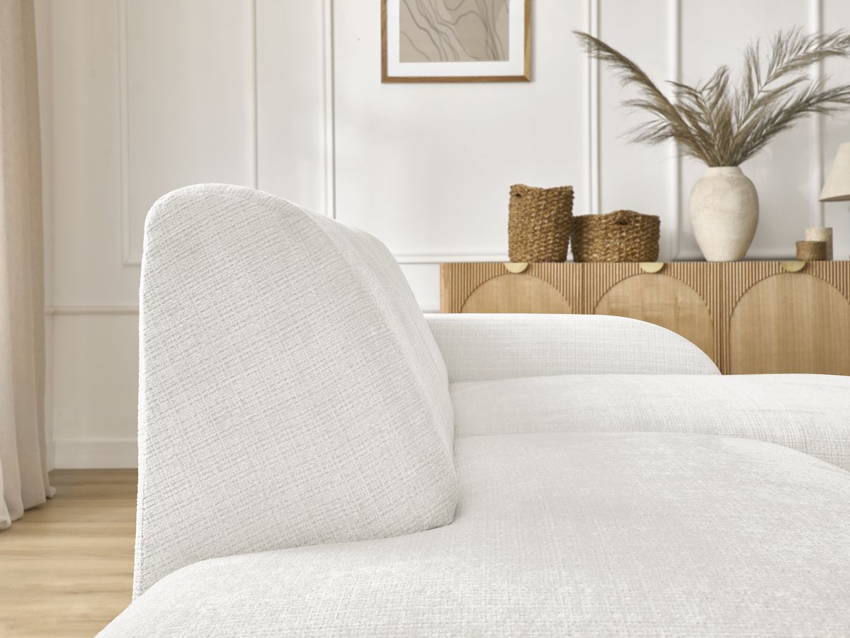 Bobochic Sirius Ecksofa 405 × 170 cm Strukturstoff Weiß Ecke rechts