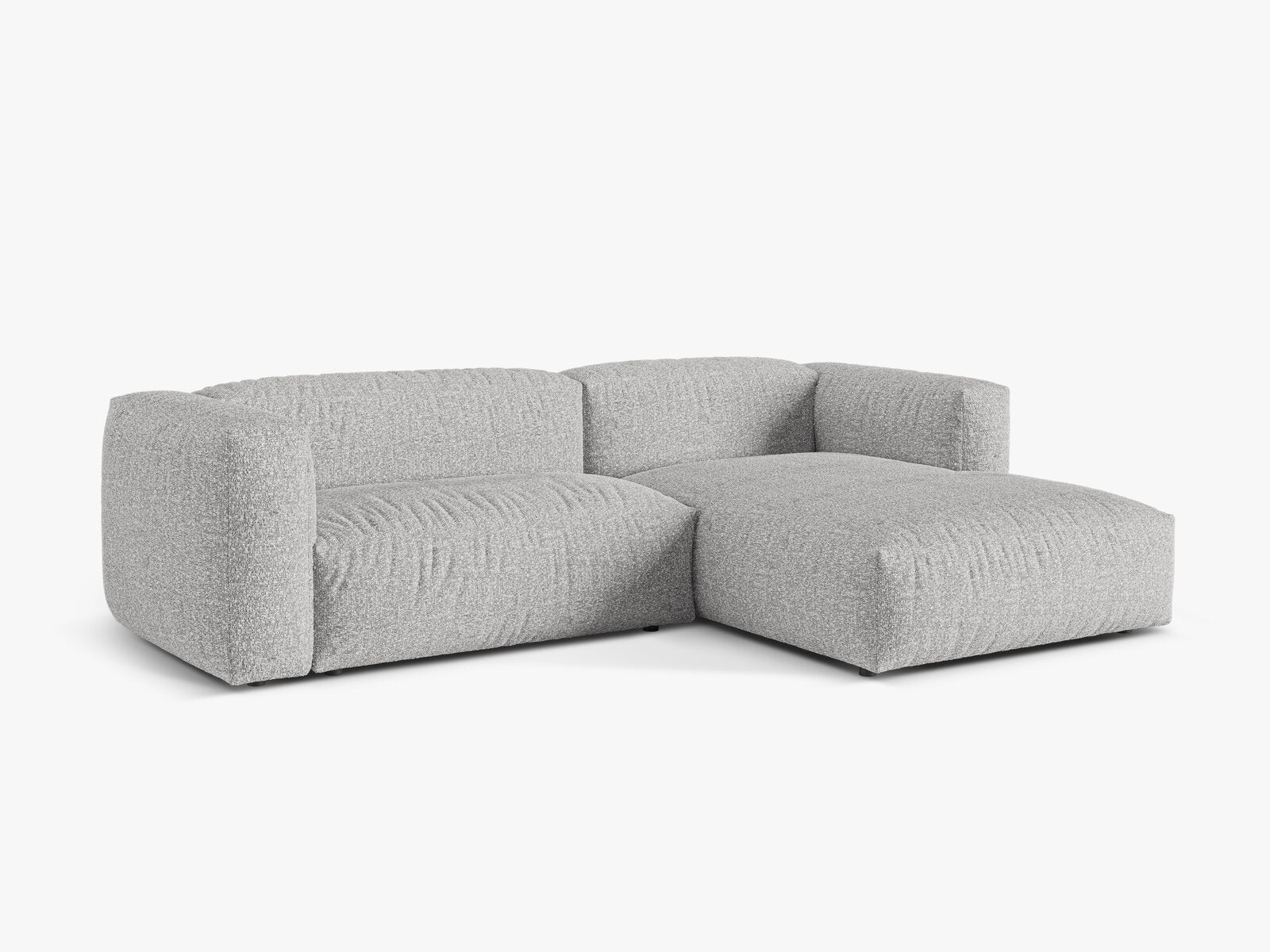 Micadoni Ecksofa Martina 2-Sitzer Rechts Boucle Monet Silber